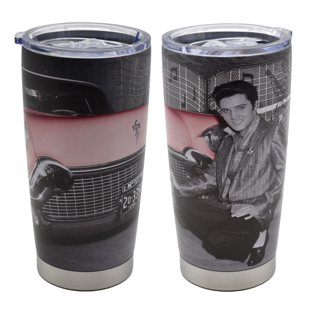 Elvis Presley Stainless Steel Tumbler - Black and Silver